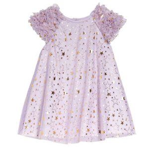 Pippa & Julie Dress 3T Purple Gold Star Tulle Ruffle Star Formal Skirt Tutu NWT